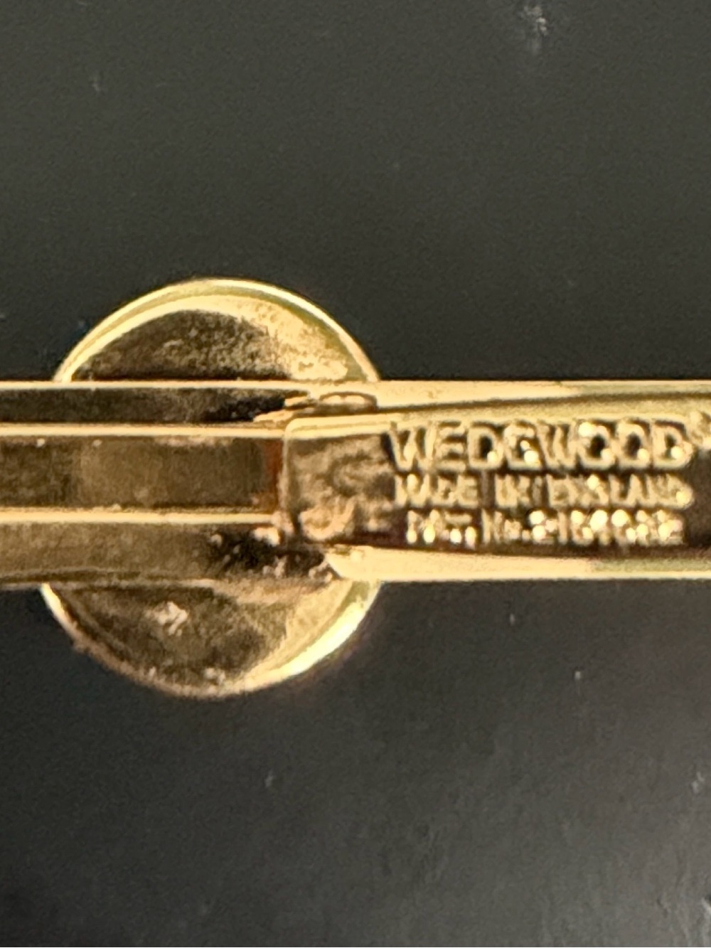 Vintage wedgewood Tie Bar with Blue Enamel Horse Cameo